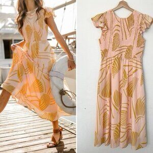 Bohme Pink and Gold Midi Dress